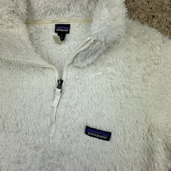 Patagonia Women’s White Small Fuzzy Super Soft 1/4 Zip Pullover W Logo Outdoors - Picture 7 of 11
